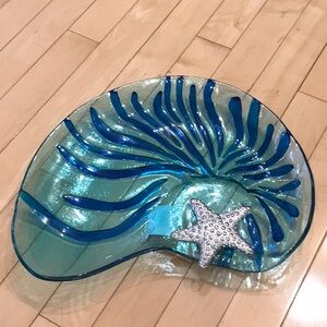 New! Nautilus shell glass serving plate - by Fancy Th@t Gift & Decor